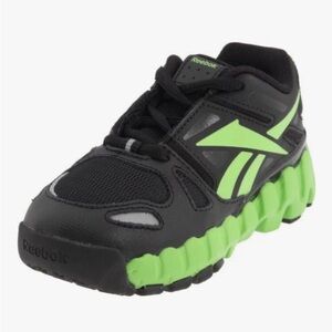 Reebok | black and neon green mini zigtechs ziggs sneakers | size 6